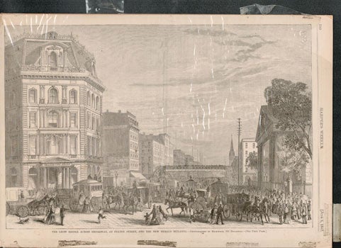 Rockwood (phot); Harper's Weekly - The Leow Bridge Across Broadway, at Fulton Street, and the New Herald Building 8 June 1867