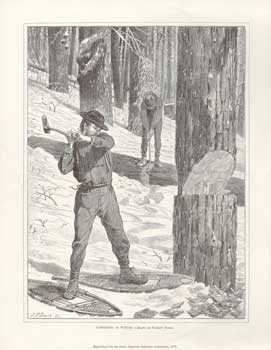 after Winslow Homer (drawing); J.P. Davis; - Lumbering in Winter