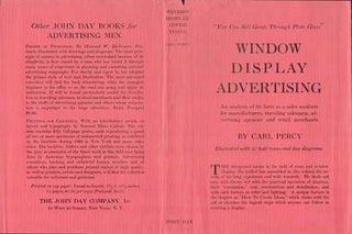 Item #73-0358 Window Display and Advertising Dust Jacket Only, Book Not Included. Carl Percy