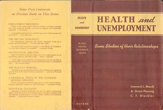 Item #73-0438 Health and Unemployment, some studies of their relationships Dust Jacket Only, Book...