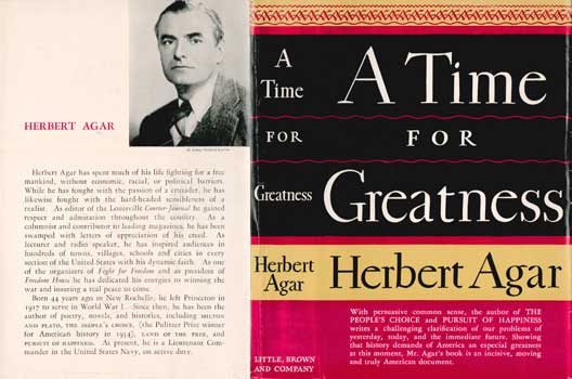 Herbert Agar - A Time for Greatness Dust Jacket Only, Book Not Included