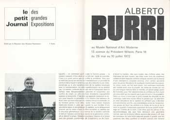Item #73-0951 Alberto Burri. 26 May - 10 July 1972: Alberto Burri (artist). Musée National d'Art Moderne.