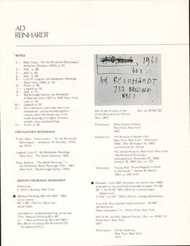Item #73-0960 Ad Reinherdt. 1971: Adolph Reinherdt (artist). Dorsky Galleries