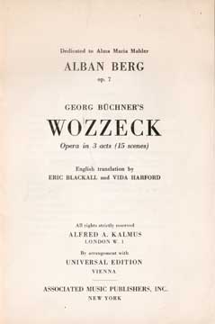 Item #73-1570 Georg Büchner's Wozzeck. Alban Berg, Georg Büchner, Eric Blackall, Vida...