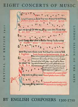 Item #73-1610 Eight Concerts of Music by English Composers 1300-1750. Arts Council of Great Britain