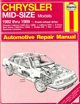 Item #73-1696 Chrysler Mid-Size Models 1982 thru 1989 Automotive Repair Manual. Haynes Publishing...