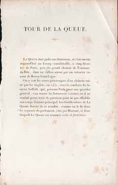Item #73-1985 Tour de la Queue. Unknown 19th Century French Author