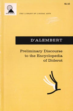 Item #73-2492 Preliminary Discourse to the Encyclopedia of Diderot. Jean Le Rond D'Alembert,...