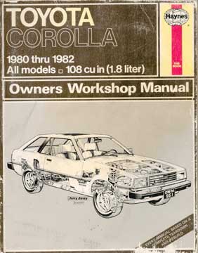 Item #73-3043 Toyota Corolla 1980 thru 1982 All Models Owners Workshop Manual. I. M. Coomber