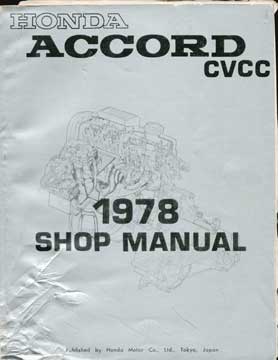 Item #73-3292 Honda Accord CVC 1978 Shop Manual. Honda Motor Co. Ltd
