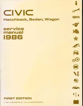 Item #73-3294 Civic Hatchback, Sedan, Wagon Service Manual 1986. Honda Motor Co. Ltd.