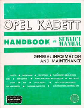 Item #73-3349 Opel Kadett Handbook and Service Manual. Floyd Clymer Publications