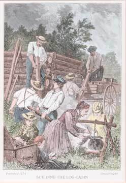 Item #73-4375 Building the Log-Cabin. Frezeny-Tavernier