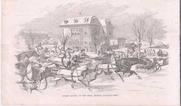 Item #73-4416 Sleigh Racing on the Neck, Boston, Massachusetts. 19th Century American Publisher.