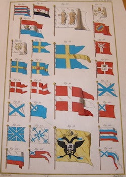 Item #73-4624 Marine, Pavillons. Maritime Flags From The Diderot Encyclopedia. Suite de la...