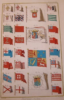 Item #73-4625 Marine, Pavillons. Maritime Flags From The Diderot Encyclopedia. Suite de la...