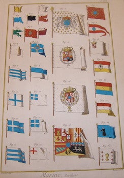 Item #73-4627 Marine, Pavillons. Maritime Flags From The Diderot Encyclopedia. Plate XVII....