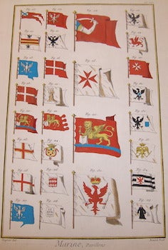 Item #73-4642 Marine, Pavillons. Maritime Flags From The Diderot Encyclopedia. Bernard, Goussier,...