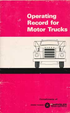Item #73-5425 Operating Record for Motor Trucks. Chrysler