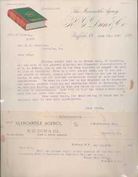 Item #73-5487 Collected correspondence. Mercantile Agency R. J. Dun, Co