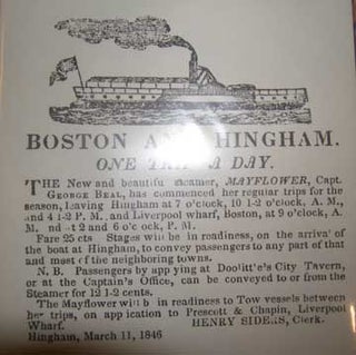 Item #73-5690 Boston and Hingham - One Trip a Day. 20th Century American Publisher