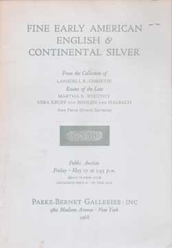 Item #73-5937 Fine Early American English & Continental Silver - Sale 2705. Parke-Bernet Galleries