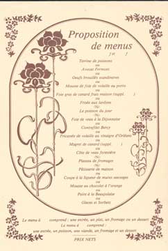 Item #73-6664 Proposition de menus. 20th century French restaurant