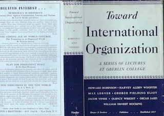 Item #74-0013 Toward International Organization; A Series of Lectures at Oberlin College, (Dust...