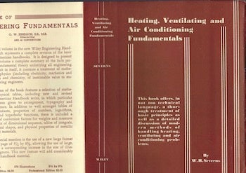 Item #74-0030 Heating, Ventilating, and Air-Conditioning Fundamentals, (Dust Jacket Only, No Book). William H. Severns, Julian Robert Fellows.