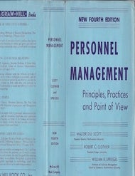 Item #74-0084 Personnel Management, New Fourth Edition (Dust Jacket Only, No Book). Walter Dill Scott, Robert C. Clothier, Stanley Bernard Mathewson William R. Spriegel.