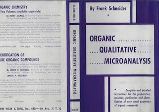 Item #74-0168 Qualitative Organic Microanalysis (Dust Jacket Only, No Book). Frank Schneider