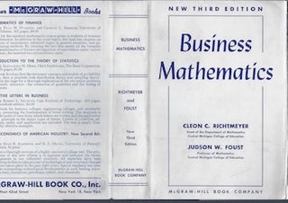Item #74-0172 Business Mathematics, 3rd Ed. (Dust Jacket Only, No Book). Cleon C. Richtmeyer,...