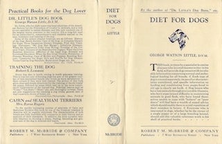 Item #74-0187 Diet for Dogs (Dust Jacket Only, No Book). George Watson Little