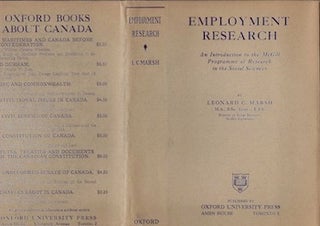 Item #74-0189 Employment Research an Introduction to the McGill Programme of Research in the...