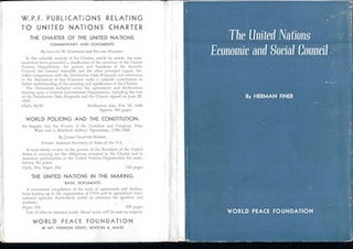 Item #74-0193 The United Nations Economic and Social Council (Dust Jacket Only, No Book). Herman...