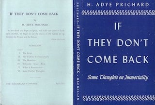 Item #74-0280 If They Don’t Come Back. (Dust Jacket Only, No Book). Harold Adye Prichard