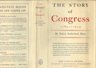 Item #74-0288 The Story of Congress, 1789-1935, (Dust Jacket Only, No Book). Ernest Sutherland...