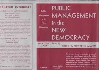 Item #74-0309 Public Management in the New Democracy (Dust Jacket Only, No Book). Fritz...