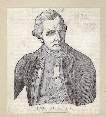 Item #74-0496 Portrait of Captain Cook. after Nathaniel Dance, painting.