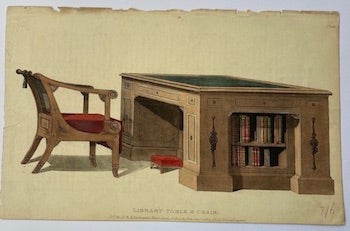 Rudolph Ackermann - A Library Table & Chair (No. 61, Plate 6)