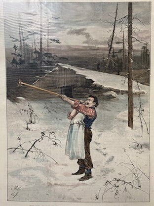 Item #74-0524 "The Call to Dinner in a Logging Camp", Harper's Weekly Supplement, 17 Dec 1887 p....