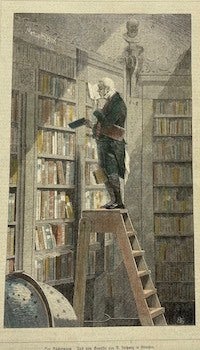 Item #74-0530 Der Bucherwurm (The Bookworm). after Karl Spitzweg, painting