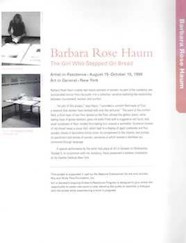 Item #74-0689 Barbara Rose Haum: The Girl Who Stepped On Bread Artist-in-Residence August 15 -...