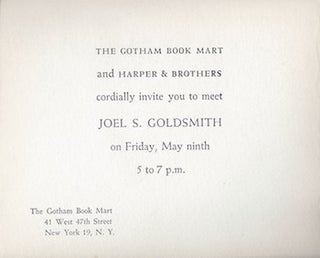 Item #74-0891 The Gotham Book Mart and Harper & Brothers Cordially Invite You to Meet Joel S....