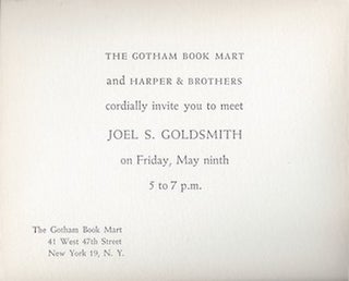 Item #74-0900 The Gotham Book Mart and Harper & Brothers Cordially Invite You to Meet Joel S....