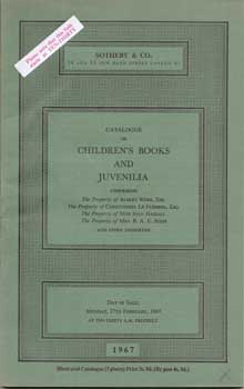 Item #75-0620 Children's Books and Juvenilia, London. No Sale Number. Lot #s 1-392. Sotheby, Co,...