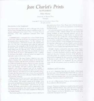 Item #75-0686 Jean Charlot's Prints, Supplement, Peter Morse, 1983. Jean Charlot, Honolulu