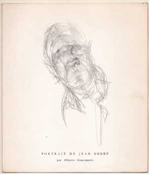 Item #75-0899 Portrait de Jean Genet: Par Alberto Giacometti, [1970]. Jean Cocteau, Paris