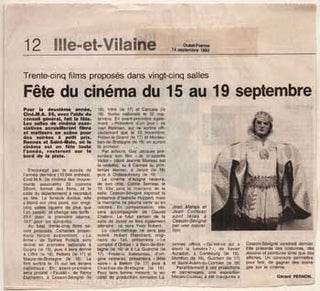 Item #75-0900 Fete du cinema du 15 au 19 Septembre, 1993. Gérard Pernon Jean Cocteau, Paris