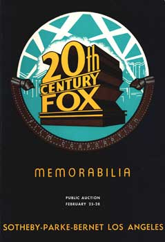 Item #75-1012 20th century Fox Memorabilia, Lot #s 1-868, Sale #1, February 25-28, 1971. Sotheby's